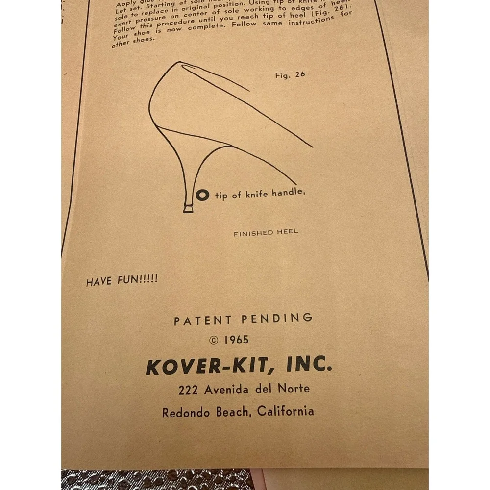 Vintage 1965‎ Kover-Kit Fabric Shoe Re-Covering Kit DIY Fashion Mid-Century Pink